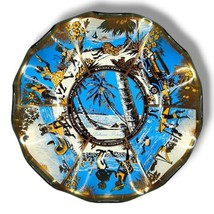 Vintage Bahamas Souvenir Art Glass Ruffle Scalloped Bowl Plate Gilded  - £20.74 GBP