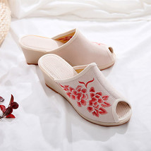 Women Jacquard Cotton Peep Toe Slides Slippers Handmade Summer Ladies Casual Com - £37.62 GBP