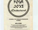 Four Joys Restaurant Cantonese Polynesian Mandarin Menu Albuquerque New ... - £14.28 GBP