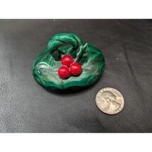 Vintage Ceramic Holly Berry Replacement Lid Green Red Christmas Holiday ... - $16.61