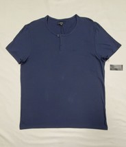 Large ALFANI Alfatech Neo Navy Moisture Wicking Antimicrobial Henley Shirt 44&quot; - $14.85