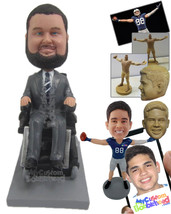 Personalized Bobblehead Stylish Dude Sitting In His Wheelchair Wearing Formal Ou - £80.57 GBP