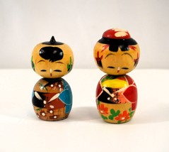 Japanese Kokeshi Doll Wooden Miniature Bobblehead Vintage Hand Painted - $24.18