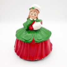 Rare Vintage Lefton Christmas Girl Ceramic Candy Jar Trinket Figurine W Tag - $85.00