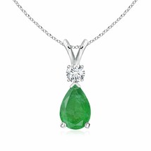 ANGARA Emerald Teardrop Pendant in 14k Solid Gold (Grade-A Size-9x6) - £833.98 GBP