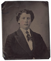 Tintype Photo of Young Man in Suit/Tie Rosy Cheeks - £4.70 GBP