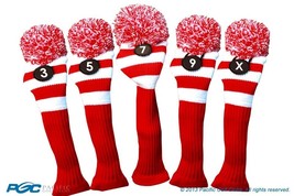 NEW 3 5 7 9 X RED WHITE KNIT VINTAGE golf clubs Headcover Head covers Se... - $58.01