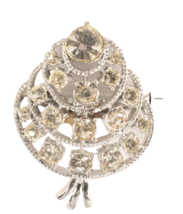 Modern Stylized Christmas Tree Pin Rhinestones Rhodium Plate - €6,72 EUR