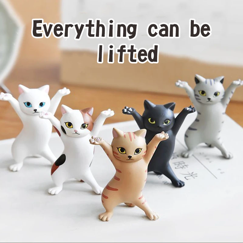 1/5PCS Weightlifting Funny Cat Pen Holders Toys Cute Cat Desktop Decoration - £9.05 GBP+