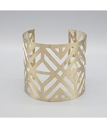 Geometric Cut Out Bracelet Open Cuff Wide Gold Tone Statement Maximalist - $464.71 MXN