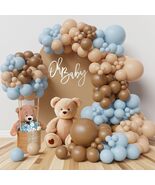 Bear Theme Balloon Arch Kit – Blue, Beige & Brown Garland for Baby Shower