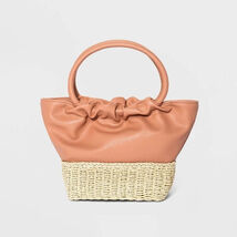 BRAND NEW STRAW TOTE HANDBAG PURSE - A NEW DAY - FAUX LEATHER - TARGET  - $16.15