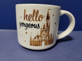 Disney Parks 2021 Hello Gorgeous Gold Cinderella Castle Ceramic Coffee Mug NWT - £26.33 GBP