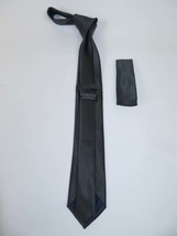 Mens Narrow Tie/Hankie Set Woven Vito Rofolo VTR-105 Black White Dots image 2