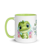 Accent Coffee Mug 11oz | Cute Green Dinosaur Floral Best Dad Ever - $25.99