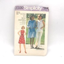 Vintage Sewing PATTERN Simplicity 7330, How to Sew 1976 Dress or Top and Pants - $14.52