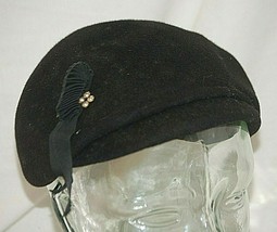 Merrimac Ladies Skull Cap Hat Rhinestones Wool Vintage MCM - £31.15 GBP