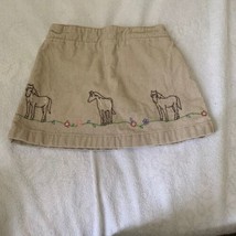Lands End Toddler Size 2T Tan Corduroy Horse Skort Skirt Adjustable Waist - £11.59 GBP