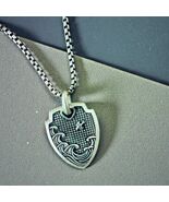 David Yurman .925 Sterling Silver Waves Shield Pendant &amp; Box Chain 22" - $791.98