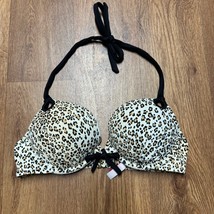 Victorias Secret Extreme Push Up Halter Cheetah Print Bikini Swim Top Size 34B - £20.42 GBP