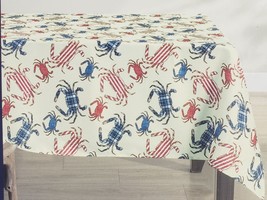 Fabric Tablecloth, 60&quot;x84&quot;Oblong, PATRIOTIC,USA FLAG COLORED CRABS,Star ... - £19.77 GBP