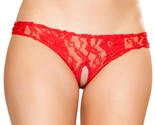 Sheer Lace Crotchless Thong Panty Floral Underwear Red Plus Size LI138 3... - $14.84