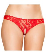 Sheer Lace Crotchless Thong Panty Floral Underwear Red Plus Size LI138 3... - £11.82 GBP