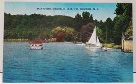 Belvidere NJ Hand Colored East Shore Mountain Lake Sailing Boating Postc... - £7.03 GBP