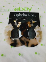 Ophelia Roe Women&#39;s Earrings Zoom Worthy Brown Tan Cream Acrylic Studs New - $10.29