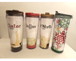 Starbucks City Coffee Travel Mug Cup Lot Ft Worth Dallas Qatar Christmas - $24.72