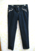 STYLE &amp; CO jeans 12P pocket bling Tummy control Slim Leg Rhinestones dark wash - £12.64 GBP