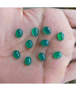 GTL Certified 6x8 MM Oval Natural Green Onyx Wholesale Lot 100 pieces A1 - £24.99 GBP