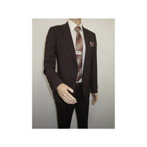 Men Suit BERLUSCONI Turkey 100% Italian Wool Super 180's #Ber30 Brown/Burgundy image 5