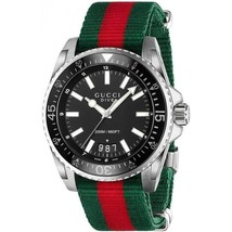 Gucci Dive Stainless Steel with Striped Nylon Band Men&#39;s Watch YA136206 - £399.67 GBP