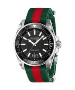 Gucci Dive Stainless Steel with Striped Nylon Band Men&#39;s Watch YA136206 - £395.08 GBP