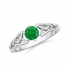 Authenticity Guarantee 
ANGARA Solitaire Round Emerald Celtic Knot Ring in Pl... - £843.12 GBP