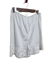 VINTAGE Velrose 2X White PETTIPANTS SILKY NYLON Lace Accents Adjustable ... - $24.99