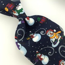 HALLMARK Ties NAVY SNOW MAN GIFTS Micro Dot Christmas Men Necktie Tie XO... - £12.62 GBP