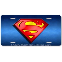 Superman Inspired Art Red/Yellow on Blue FLAT Aluminum Novelty License Tag Plate - £14.38 GBP