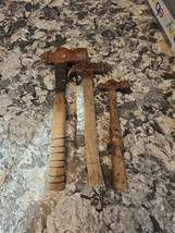 lot of 3 antique wooden handle hammers carpenter&#39;s ball-peen - £12.62 GBP