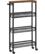 Vasagle Slim Rolling Cart, 4-Tier Storage Cart, Narrow Cart With Handle,... - £39.71 GBP