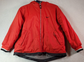 Nike Reversible Jacket Youth Medium Red Gray Pockets Long Sleeve Logo Fu... - $21.64