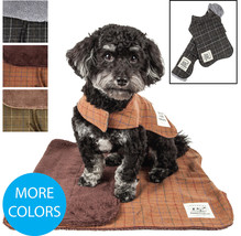 Touchdog 2-in-1 Matching Windowpane Plaided Dog Coat and Designer Dog Be... - £38.27 GBP+
