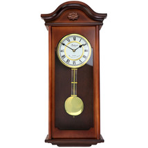 Bedford Clock Collection Jacob 22.75 Inch Mahogany Chiming Pendulum Wall... - $161.04