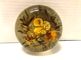 Elm Leaves &amp; Woodland Fall Glass 5&quot; Magnum Paperweight - $19.80