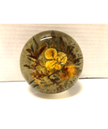 Elm Leaves &amp; Woodland Fall Glass 5&quot; Magnum Paperweight - £15.63 GBP