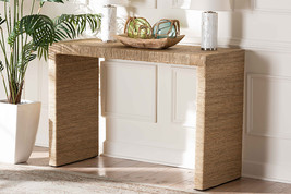 Lenore Natural Brown Seagrass and Wood Console Table - $10,286.51 MXN
