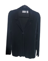 Chico&#39;s Travelers Size 2(12) Large Open Front Slinky Long Sleeve Black Cardigan - £22.70 GBP