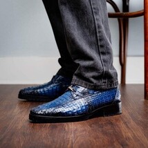 Men's Shoes genuine caiman crocodile skin Ragusa Stained Navy image 6
