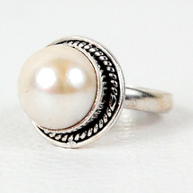 925 Sterling Silver Pearl Handmade Ring SZ H to Y Festive Gift Women RS-1053 - £26.98 GBP